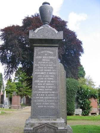 Photo of headstones/John MacLennan d 31 Oct 1916 hdstn Tomnahurich